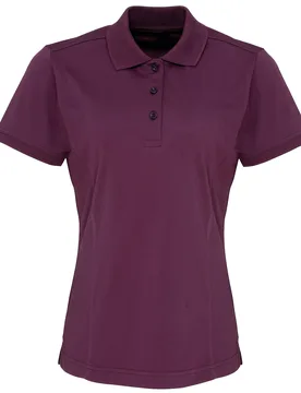 Womens/ladies Coolchecker Short Sleeve Pique Polo T-Shirt (Aubergine) - Purple - Size 2xl - Premier - FashionsVida