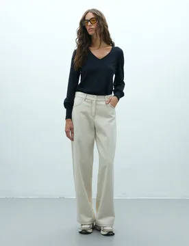 Vaquero ancho de mujer tiro alto - Andam - FashionsVida