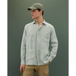 Guayabera de lino lavado de hombre