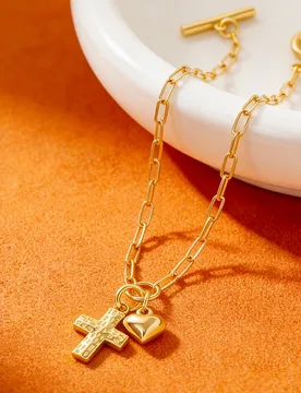 Women's Copper Plated Real Gold Hammered Cross Bracelet Gloss Love Niche Design Fashion Jewelry That Doesn't Fade - Aliexpress - FashionsVida