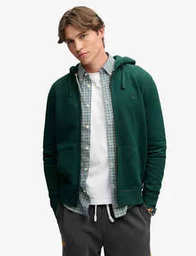 Cotton Rich Zip Up Hoodie Green male - Superdry & Co - FashionsVida