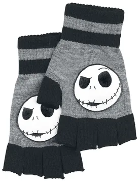 Disney Kurzfingerhandschuhe - Jack Face - grau meliert/schwarz - EMP exklusives Merchandise! - Unisex - unisex - The Nightmare Before Christmas - FashionsVida