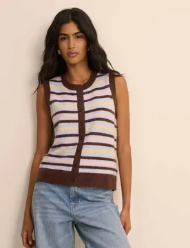 Striped Sleeveless Cardigan with Wool Multi female - Nobody's Child - FashionsVida