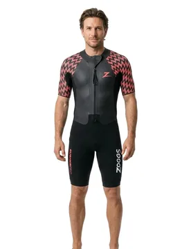 Rusher Pro Short Sleeve Shorty Black / Red SLO Men - Zoggs - FashionsVida