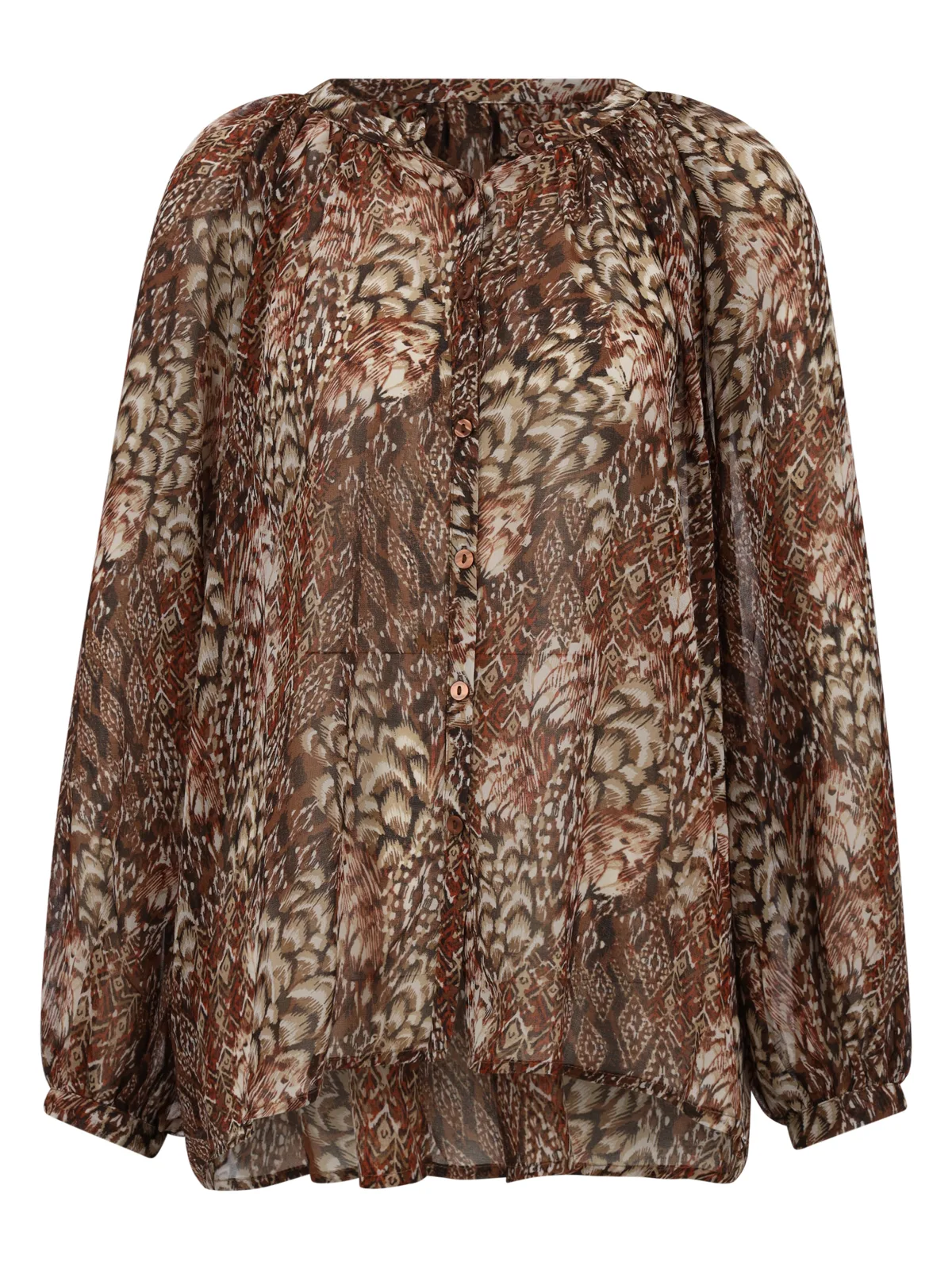 Apricot Feather Patchwork Chiffon T female - XS - FashionsVida