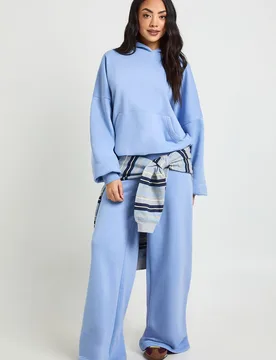 Womens Boxy Hoodie And Straight Leg Jogger Tracksuit - Blue - Size X-Large - Boohoo - FashionsVida