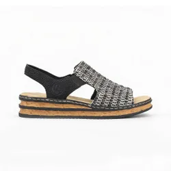 Womens Ankle Strap Sandals Black Textile - Size Uk 8