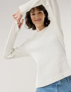 Baumwollshirt Easycare, noch offen: Größenlauf, Farbe Weiß, 46, modische Struktur weiche Baumwollmischung Damen - Walbusch - FashionsVida
