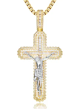 VANAXIN Jesus Cross Necklace Men Iced Out Pendant 14k Gold Plated Cubic Zirconia Hip Hop Rock Jewelry Punk Chain - Aliexpress - FashionsVida