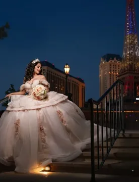 Champagne Quinceanera Dress applique Tull layering Ball Gown flower decal Long tail vestidos de 15 quinceañera Customized - Aliexpress - FashionsVida