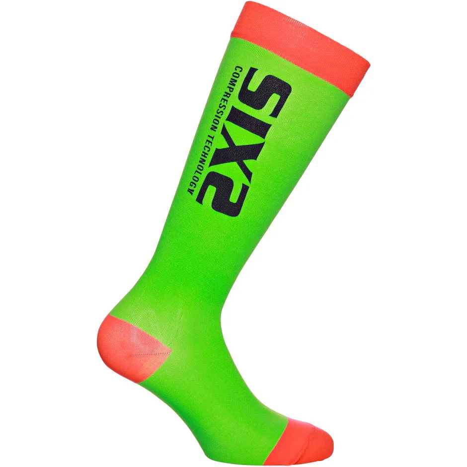 Calza Lunga a Compressione Tecnica Recovery Verde Rosso taglia XS - Sixs - FashionsVida