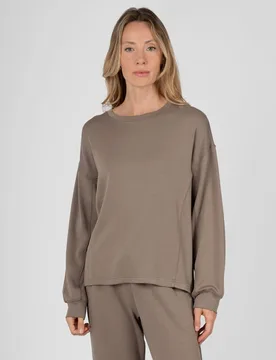 Sudadera de mujer lisa con costuras decorativas y puños mangas - Massana - FashionsVida