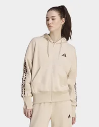 Womens Giacca Da Allenamento Con Cappuccio E Zip Integrale Seasonal Essentials Animal Print 3-stripes - Beige, beige beige Donna taglia XS