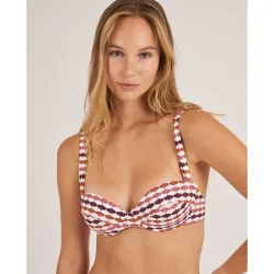 Top de bikini balconet con rellenos fijos y lazada trasera