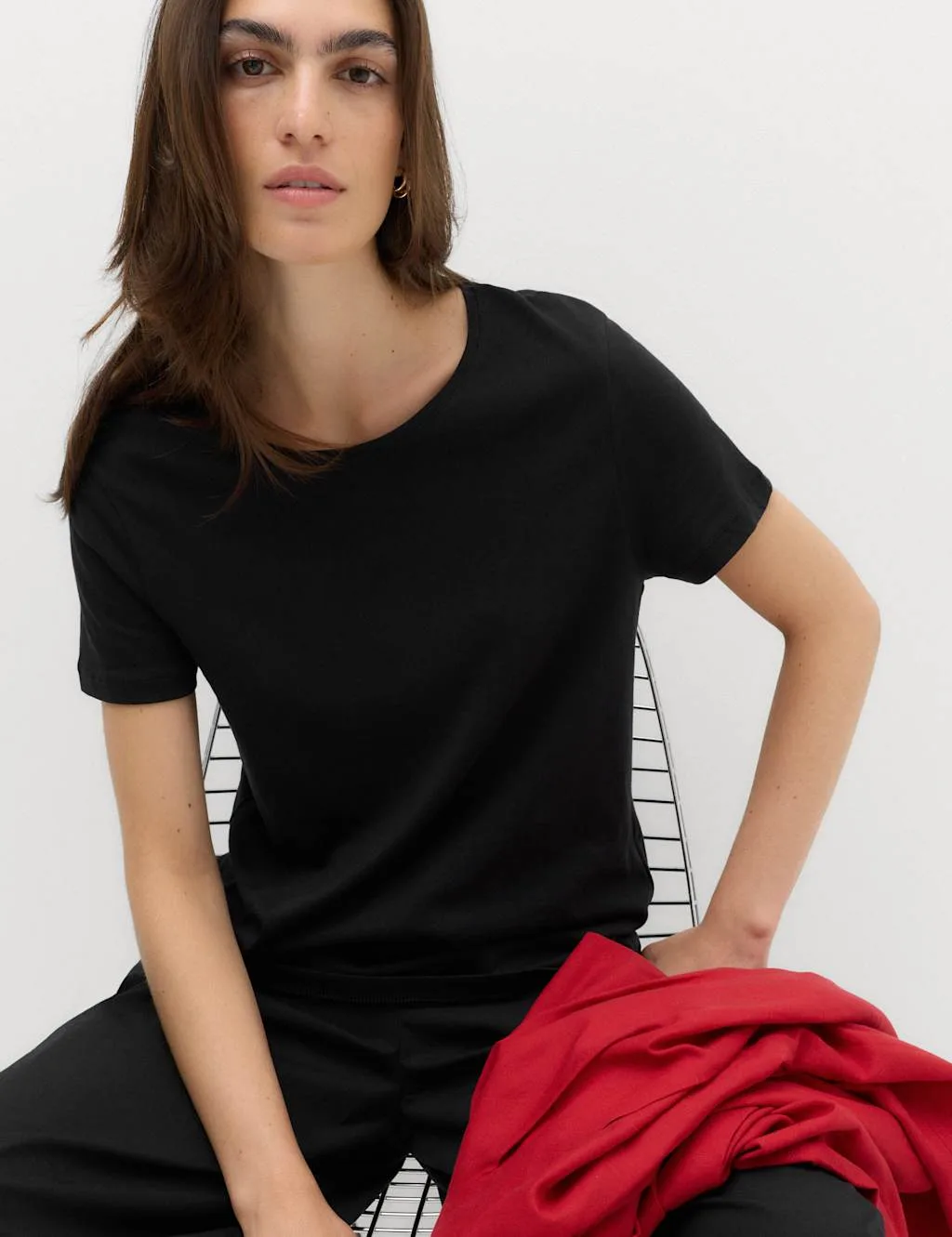 Pure Cotton Crew Neck T-Shirt Black female - M&S - FashionsVida