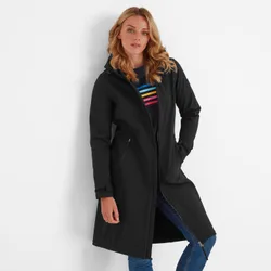 Enya Womens Softshell Long Jacket Black - Size 14 Uk