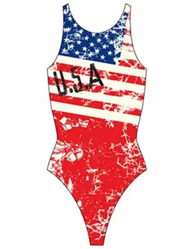 Usa Vintage 2013 Swimsuit Red / Navy 7-8 Years Girls - TURBO - FashionsVida