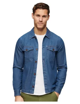 Chemise Surchemise Merchant Indigo Indigo Herringbone M - Superdry - FashionsVida