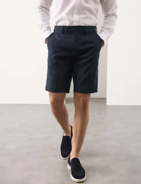 Tailored Fit Italian Performance Linen Blend Suit Shorts Navy male - Autograph - FashionsVida