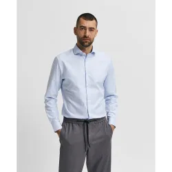 Camisa de vestir de hombre en algodón BCI slim lisa