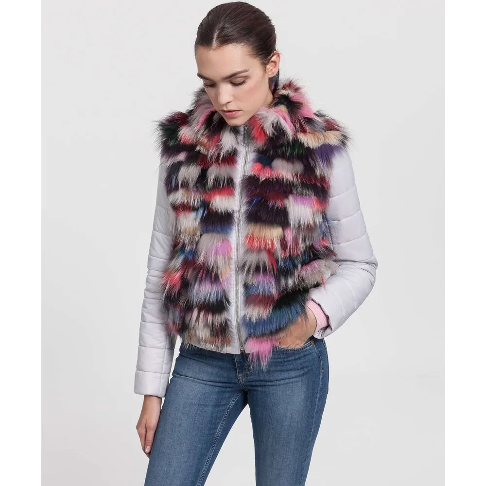 Cazadora de mujer de zorro combinado con cremallera - De la Roca - FashionsVida