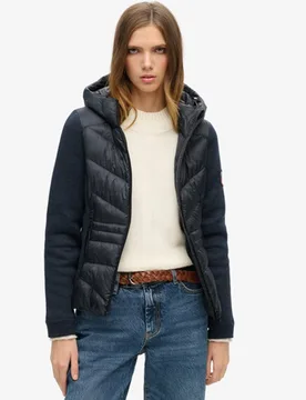 Superdry Damen Storm Hybridstrickjacke mit Kapuze Marineblau - Größe: 36 - 139.99 - FashionsVida