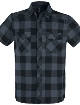 Kurzarmhemd - Checkshirt halfsleeve - S bis 5XL - für Männer - Größe XXL - schwarz/grau - Männer - male - Brandit - FashionsVida
