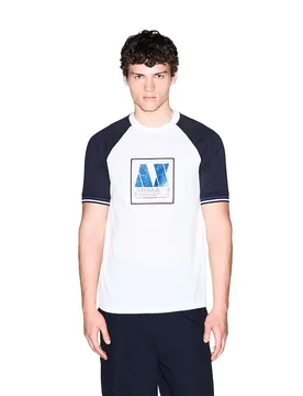Exchange T-shirt à Manches Courtes Xm003558_af10356 Off White / Deep Navy L - Giorgio Armani - FashionsVida