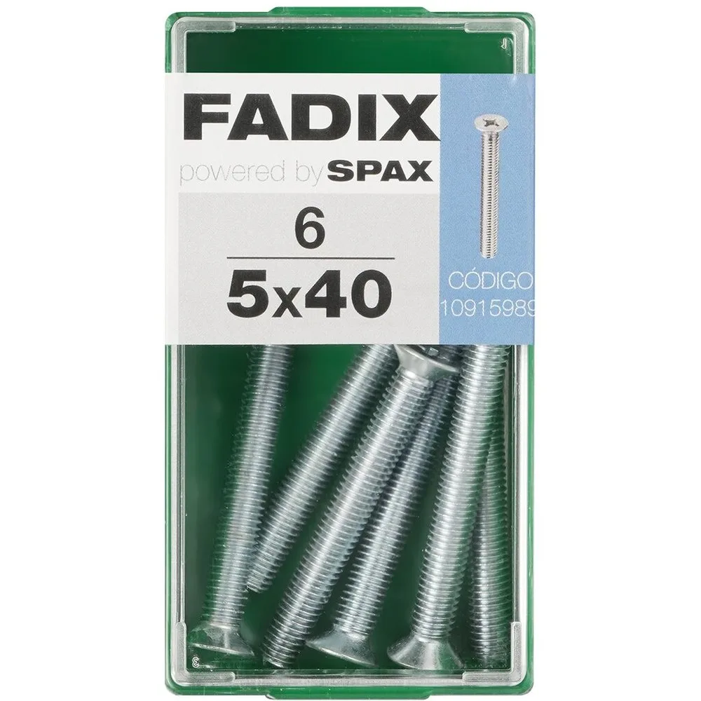 Tornillo Métrica Cabeza Plana M5 x 40 mm - Caja 6 Uds - FADIX - FashionsVida