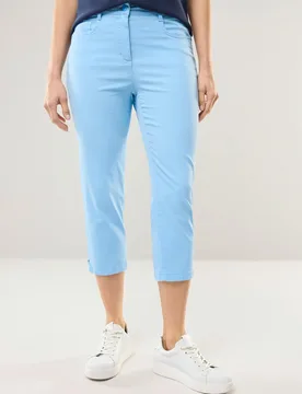 Capri aus Baumwollmix, Regular Fit#normale Größen#Kurzgrößen, Farbe Blau, 46, modische Capri-Länge Powerstretch-Qualität Damen - Walbusch - FashionsVida