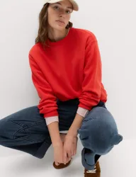 Cotton Rich Crew Neck Sweatshirt Scarlet female