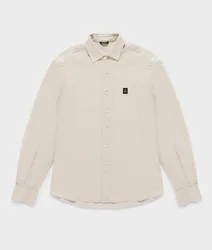 Camicia misto lino uomo bone white