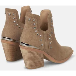 Botines básicos de mujer con tacón con abertura y tachas