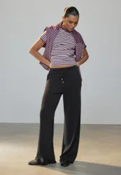 Weiche Palazzo-Jogginghose Schwarz XL
