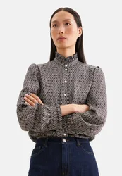 Hemdbluse mit Rüschendetails Braun 38