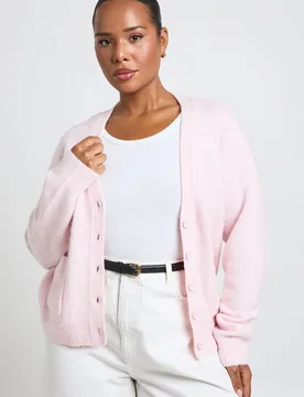 Womens Plus Soft Knit Pocket Detail V Neck Cardigan - Pink - Size Uk 16-18 (Womens) - Boohoo - FashionsVida
