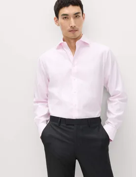 Regular Fit Luxury Cotton Twill Shirt Pale Pink male - M&S SARTORIAL - FashionsVida