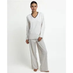 Pijama largo de mujer de punto de microfibra