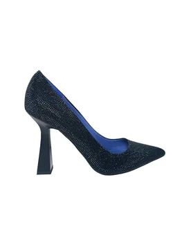 Scarpe Donna Decollete con tacco a rocchetto, full Black- cristal black - PREGUNTA - FashionsVida