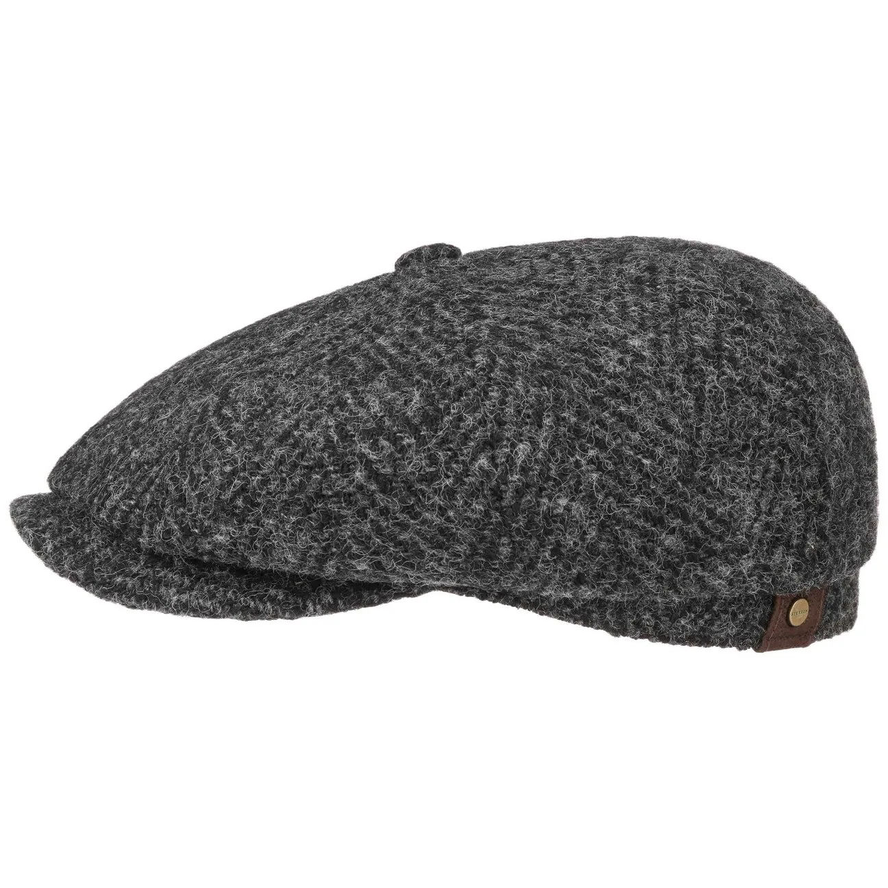 Hatteras Herringbone Flat Cap by - black - Herren - Size: 63 cm - Stetson - FashionsVida