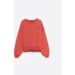 Sudadera de mujer manga globo con bordado