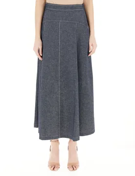Gonna misto lino BLU AVIO 42 - Pennyblack - FashionsVida