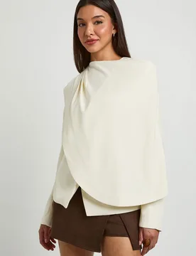 Womens Cape Detail Blazer - White - Size 16 Uk - Boohoo - FashionsVida