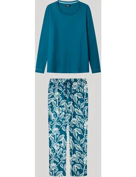 Pijama de mujer con pantalón estampado a contraste - Gisela - FashionsVida