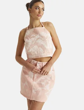 Women's Tie Dye Halterneck Top in Baby Pink Size: 6 - Baby Pink - Size: 6 - Urban Bliss - FashionsVida