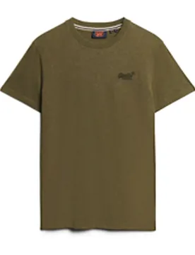 Maglietta A Maniche Corte Essential Logo Embroidered Olive Fleck Marl S - Superdry - FashionsVida