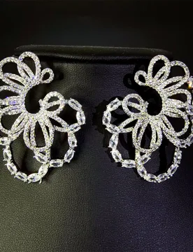 Luxury Zirconia Earrings Cut Out Large Flower Stud Earrings Gold Silver Color Jewelry Wedding Party Women Gift - Aliexpress - FashionsVida
