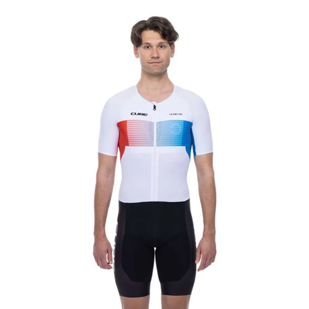 Trisuit A Maniche Corte Teamline Black / Blue / White M - CUBE - FashionsVida