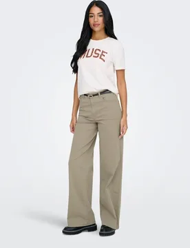 Pantalón de mujer largo y ancho de cintura alta - Only - FashionsVida