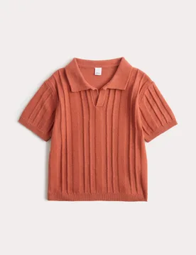 Pure Cotton Ribbed Knitted Top (0-5 Yrs) Burnt Orange male - M&S - FashionsVida